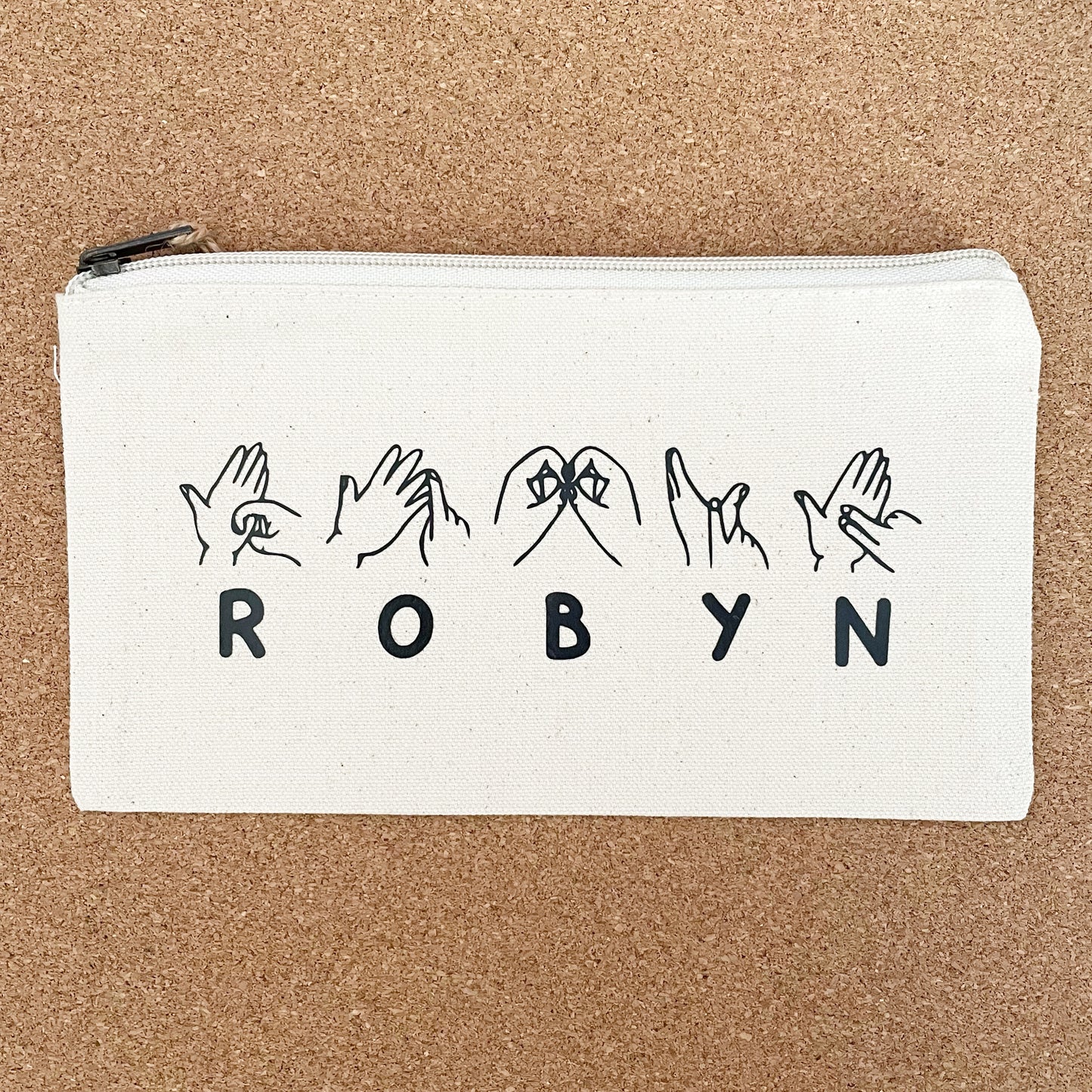 Personalised BSL Canvas Zip Pouch