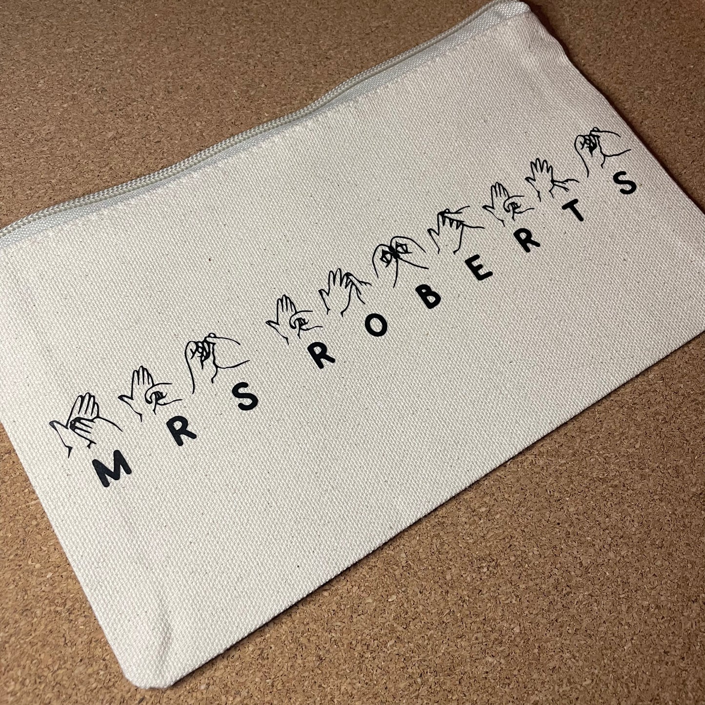 Personalised BSL Canvas Zip Pouch