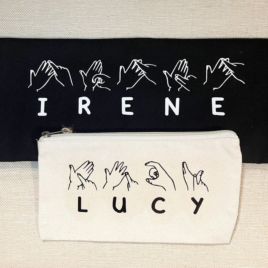 Personalised BSL Canvas Zip Pouch