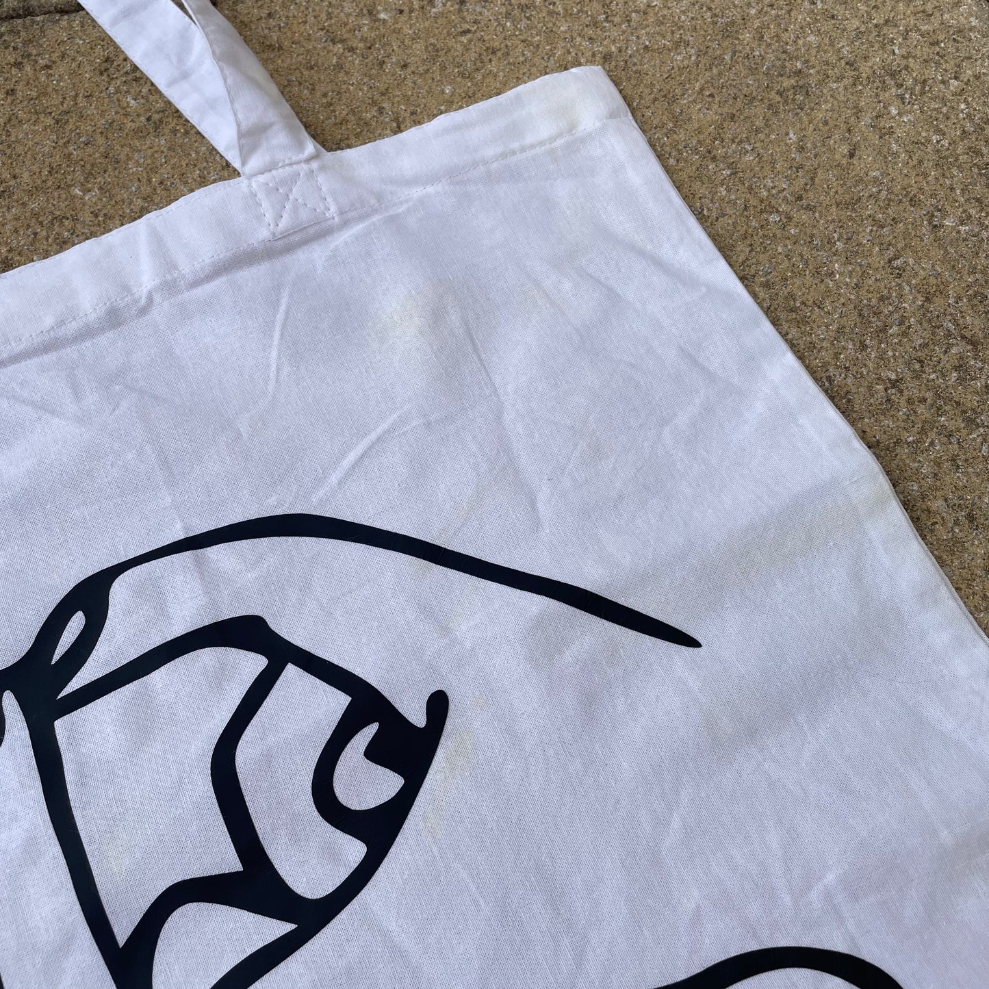 **SECONDS** White BSL letter “D” tote bag