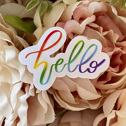 Rainbow Hello Sticker