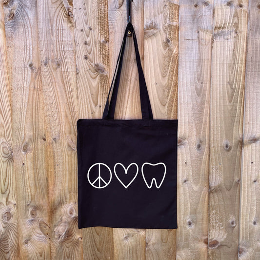Peace Love Teeth Cotton Bag