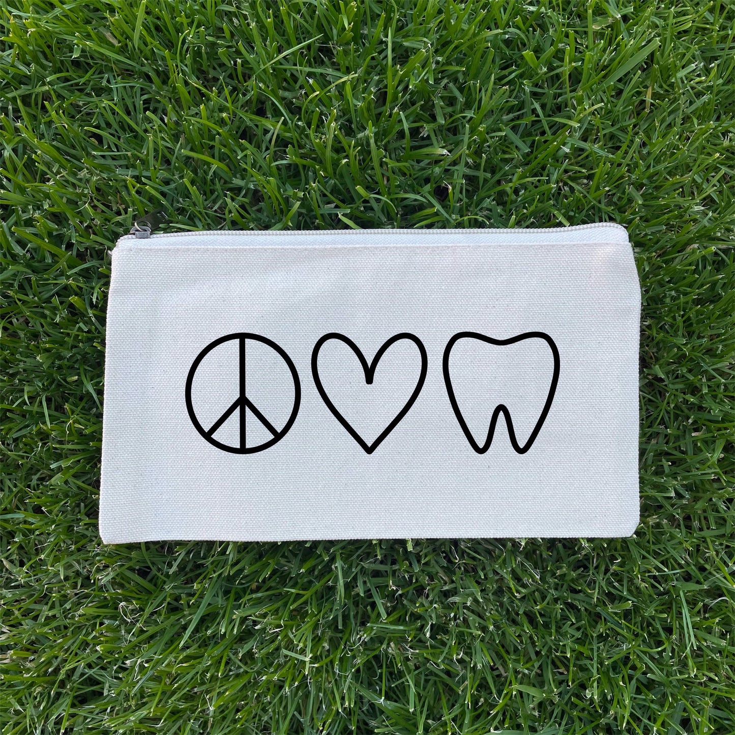 Peace Love Teeth Canvas Zip Pouch