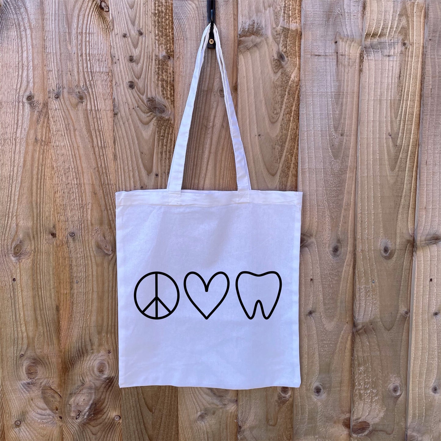 Peace Love Teeth Cotton Bag