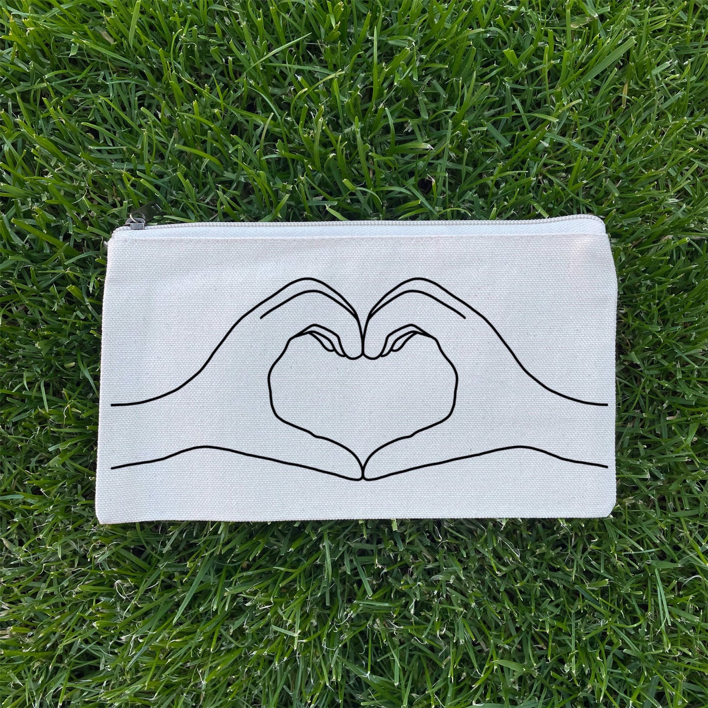 Heart Hands Canvas Zip Pouch