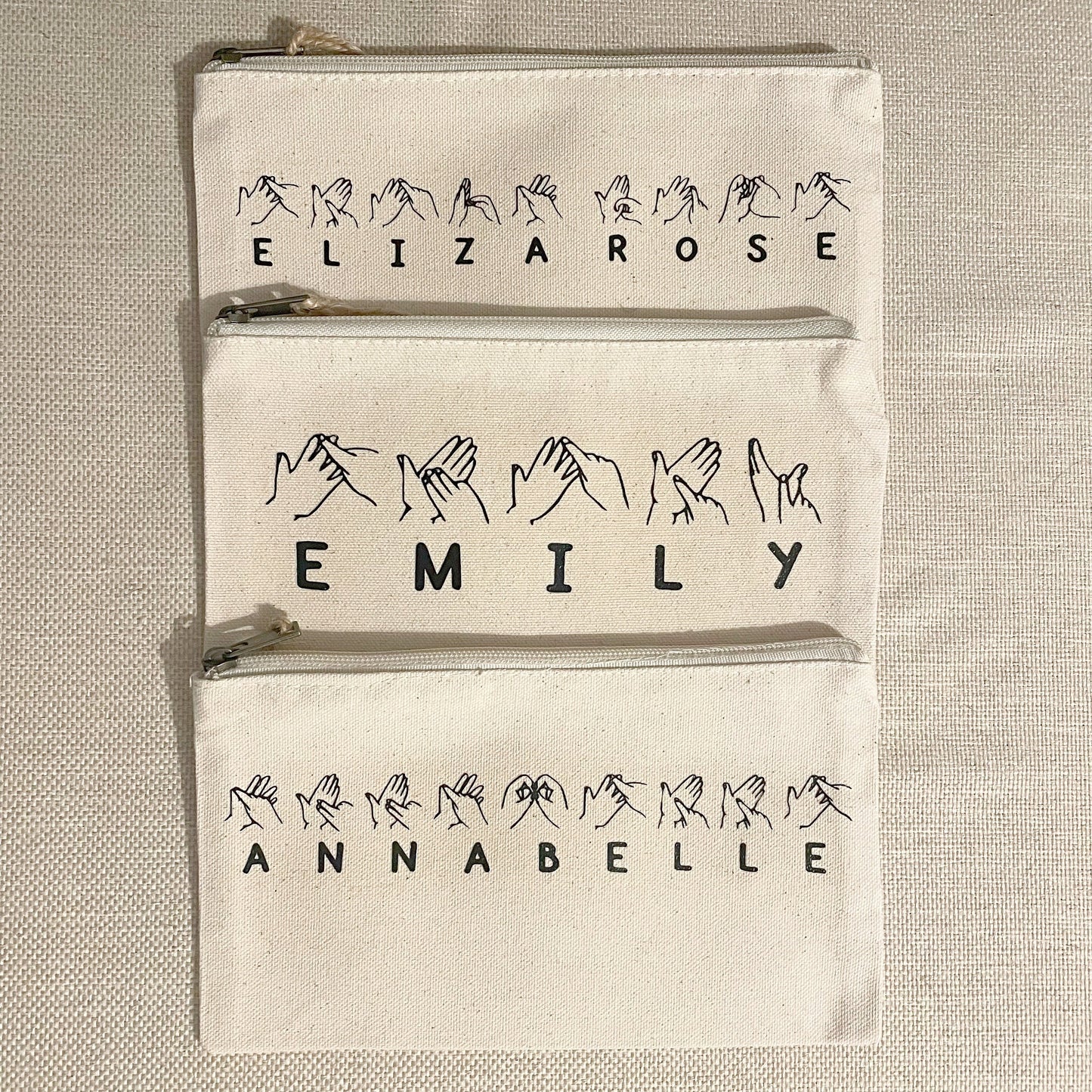 Personalised BSL Canvas Zip Pouch