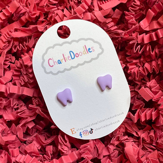 1 Pair - Tooth Shaped Polymer Clay Stud Earrings
