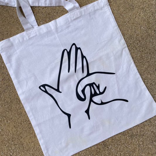 **SECONDS** White BSL letter “R” tote bag