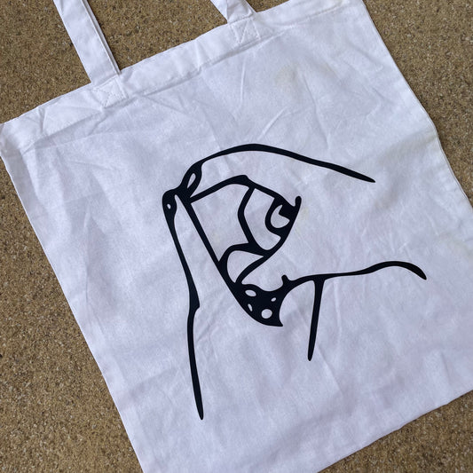 **SECONDS** White BSL letter “D” tote bag